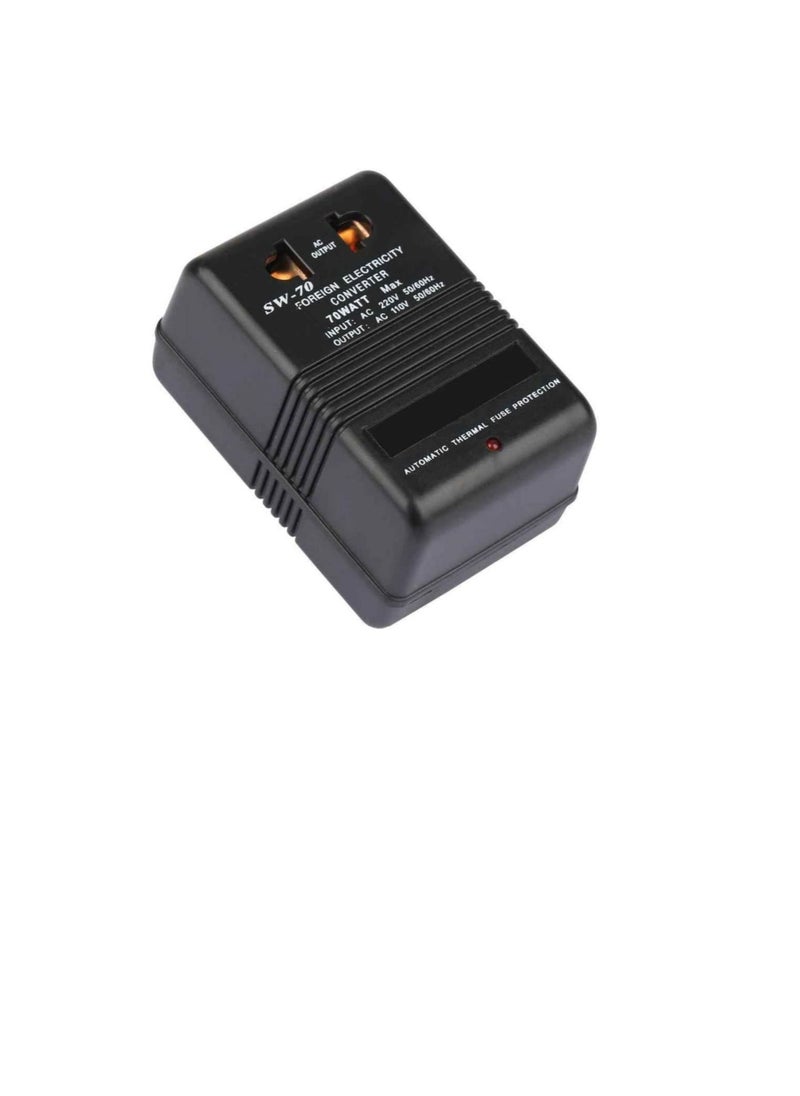 Generic - AC to AC Power Converter 220V to 110V Voltage Converter Power Transformer 70W, 2 Pin Plug for Laptop MacBook Mobile Phone Trimmer - Image 1