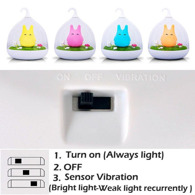 WOMHOPE Children's Night Lights Rechargeable Hand-held Design Tap Sensor Vibration Cage Lamp Night Lights for Kids, Baby,Valentines Gift,Outdoor Lamp (Pink Bunny) - Image 5
