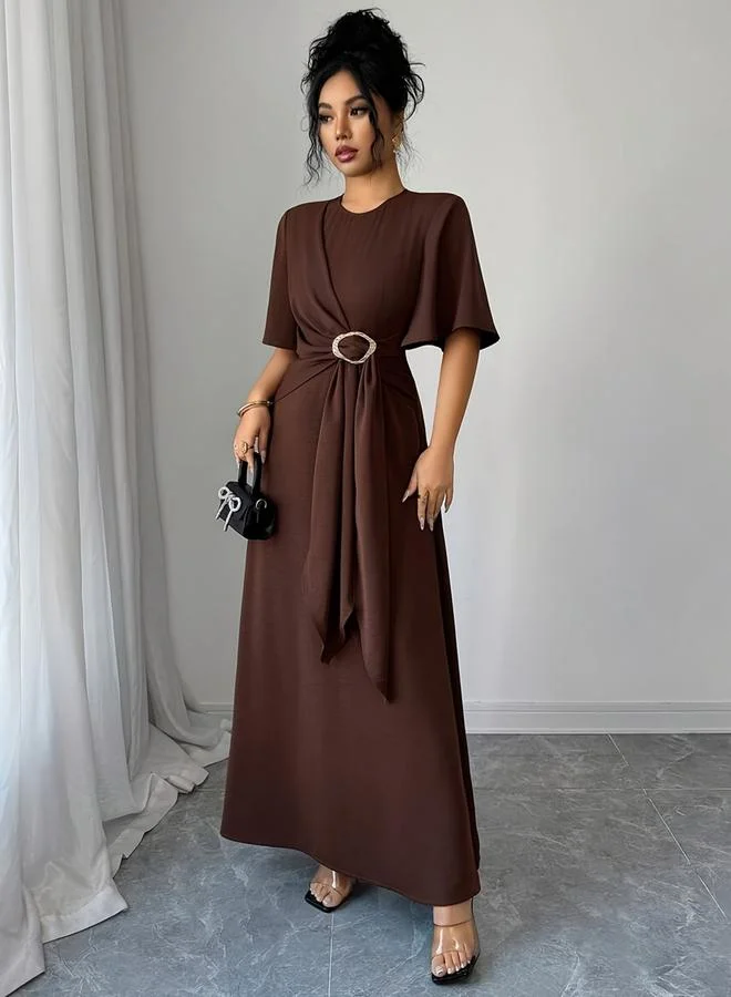تايك تو Pure Color Metal-Decorated Dress For Women