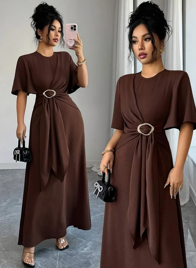 تايك تو Pure Color Metal-Decorated Dress For Women