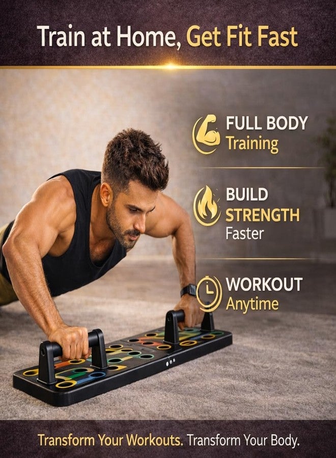 PulGos 15-in-1 Pushup Board for Men & Women | Foldable Gym Equipment for Home Workout | 𝐌𝐮𝐥𝐭𝐢- 𝐅𝐮𝐧𝐜𝐭𝐢𝐨𝐧 Push Up Stand for Chest, Triceps, Shoulders & Back | Portable Home Gym Training Kit - Image 2