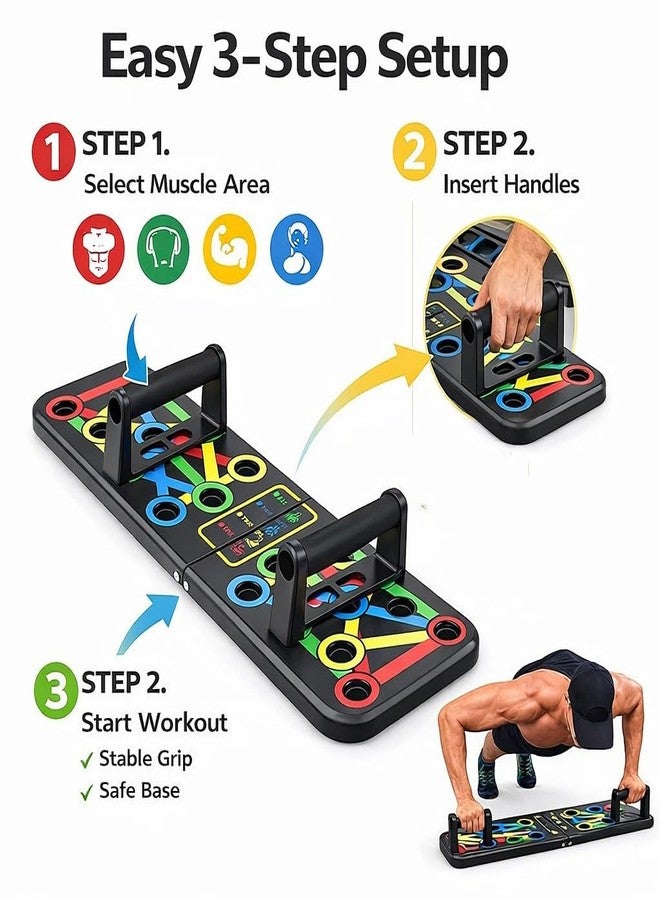 PulGos 15-in-1 Pushup Board for Men & Women | Foldable Gym Equipment for Home Workout | 𝐌𝐮𝐥𝐭𝐢- 𝐅𝐮𝐧𝐜𝐭𝐢𝐨𝐧 Push Up Stand for Chest, Triceps, Shoulders & Back | Portable Home Gym Training Kit - Image 3