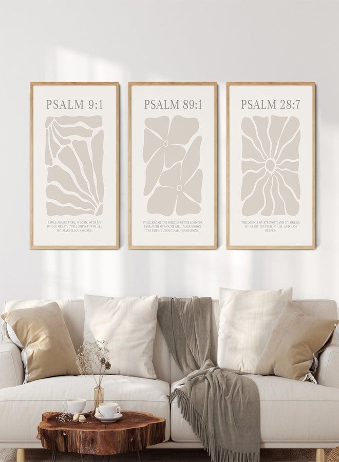 Joocrise Scripture Christian Wall Art Set of 3 Beige Bible Verses Wall Decor Neutral Psalm Canvas Wall Art Modern Pictures Flower Prints Christian Artwork for Living Room Bedroom 12x16 Inch Unframed - Image 3