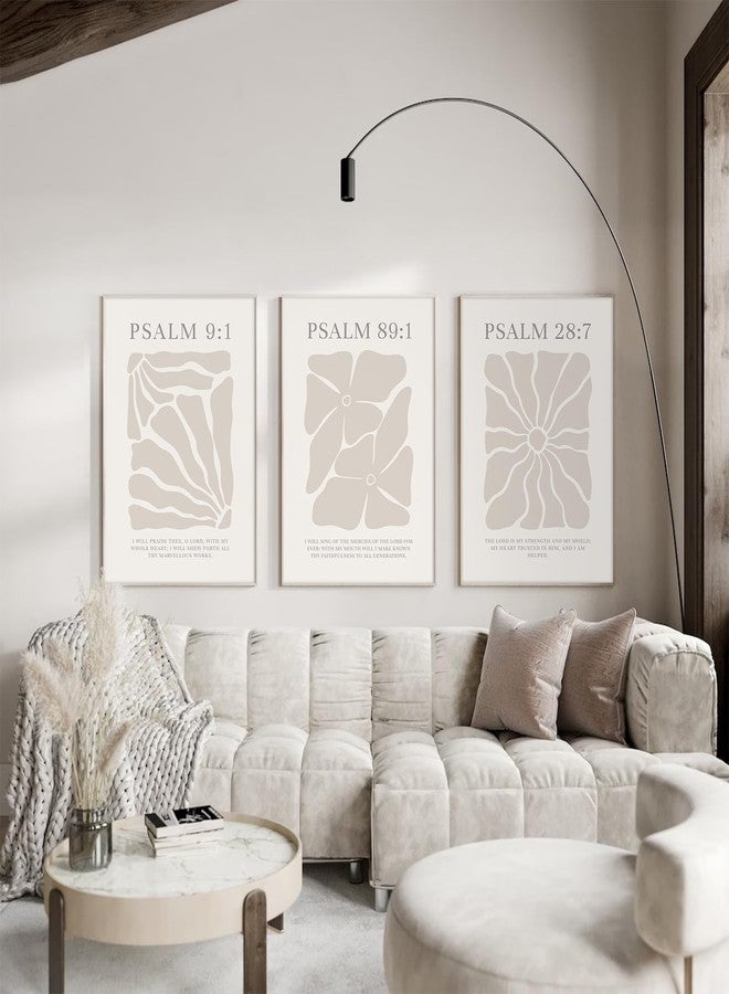 Joocrise Scripture Christian Wall Art Set of 3 Beige Bible Verses Wall Decor Neutral Psalm Canvas Wall Art Modern Pictures Flower Prints Christian Artwork for Living Room Bedroom 12x16 Inch Unframed - Image 5