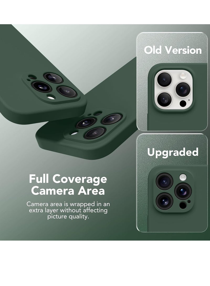 ELTRAZONE iPhone 15 Pro Max Case Silicone, Compatible with MagSafe, [Camera Protection][2X Screen Protectors] Slim Shockproof Protective Case, Soft Anti-Scratch Microfiber Lining, Alpine Green - Image 3