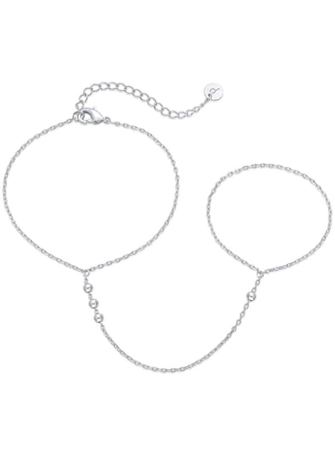 PAVOI 14K Gold Plated Freshwater Pearl Gold Hand Chain Bracelet for Women - Trendy Ring Bracelet Hand Chain Body Jewelry - Image 1