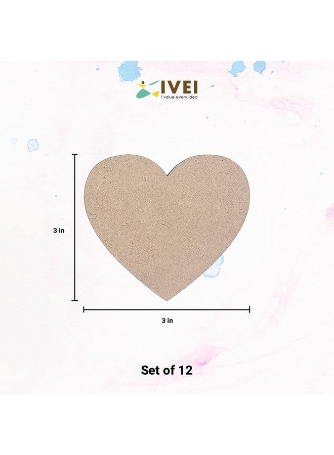 IVEI MDF DIY Coasters Wood Sheet Craft - MDF Plain Wooden Coasters Heart Shaped Blank Cutouts for Painting Wooden Sheet Craft, Decoupage, Resin Art Work & Decoration - Set of 12 - Image 4