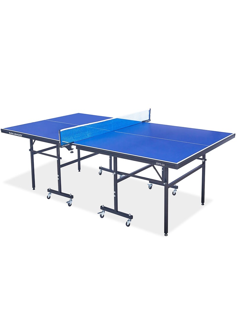 Sparnod Fitness - STT-13 Indoor Table Tennis Table | 12Mm Mdf Top With Uv Protection | Rust-Proof Steel Frame | Solo Playback Mode | Foldable With Locking Wheels - Image 1