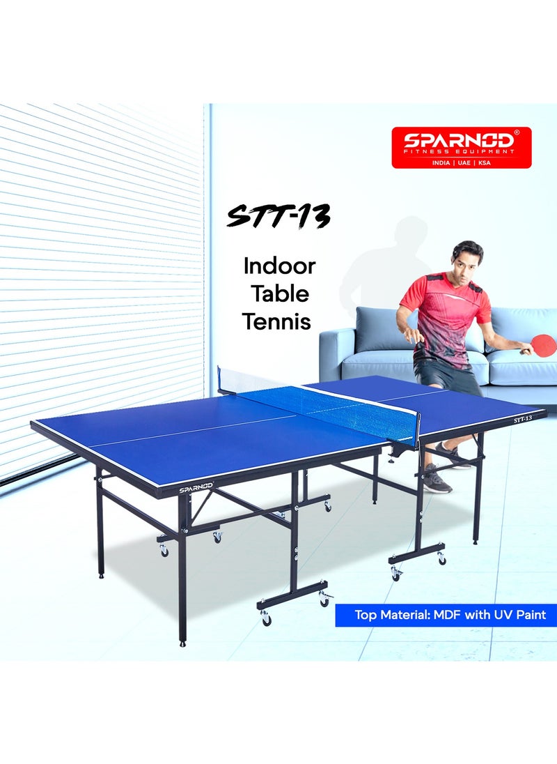 Sparnod Fitness - STT-13 Indoor Table Tennis Table | 12Mm Mdf Top With Uv Protection | Rust-Proof Steel Frame | Solo Playback Mode | Foldable With Locking Wheels - Image 1