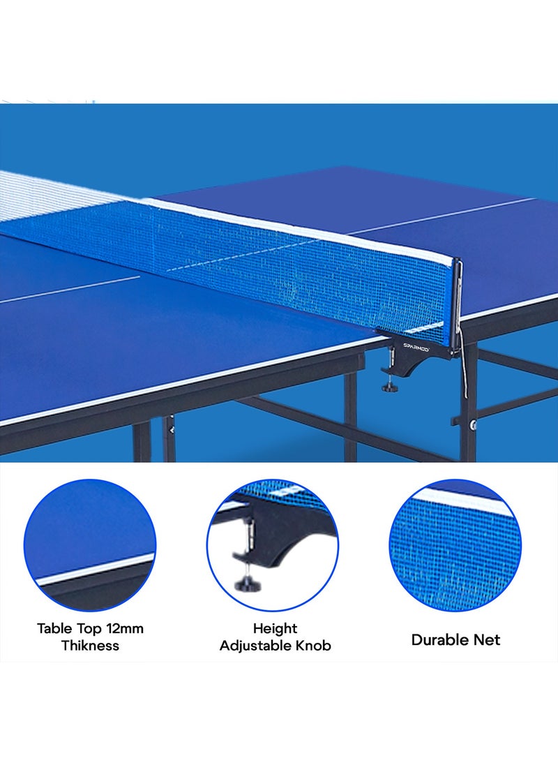 Sparnod Fitness - STT-13 Indoor Table Tennis Table | 12Mm Mdf Top With Uv Protection | Rust-Proof Steel Frame | Solo Playback Mode | Foldable With Locking Wheels - Image 1
