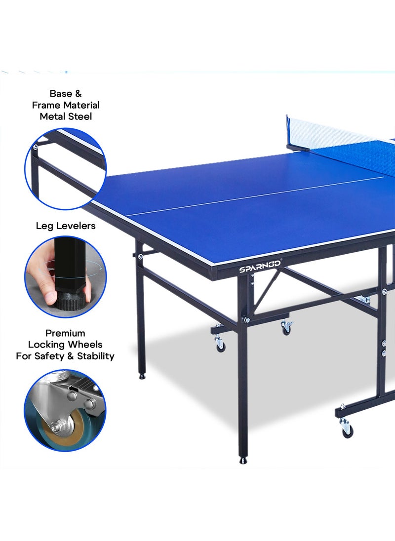 Sparnod Fitness - STT-13 Indoor Table Tennis Table | 12Mm Mdf Top With Uv Protection | Rust-Proof Steel Frame | Solo Playback Mode | Foldable With Locking Wheels - Image 1