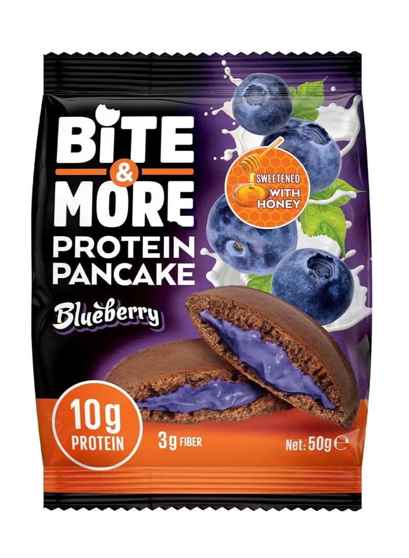Bite & More Protein Pancake Blueberry Flavour – 10g Protein, 3.5g Fiber – Honey Sweetened – Healthy Snack, Pack of 12 - Image 2