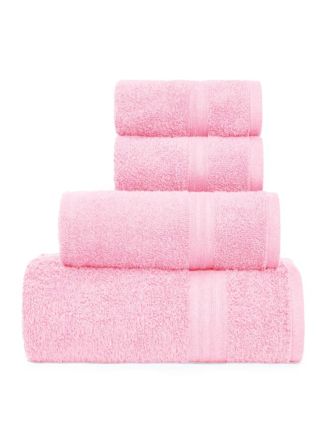 MYTRIDENT Celebration Towels for Bath Large Size, 4 PC Towel Set, 1 Bath, 1 Small Bath, 2 Hand, Powder Pink - Image 2