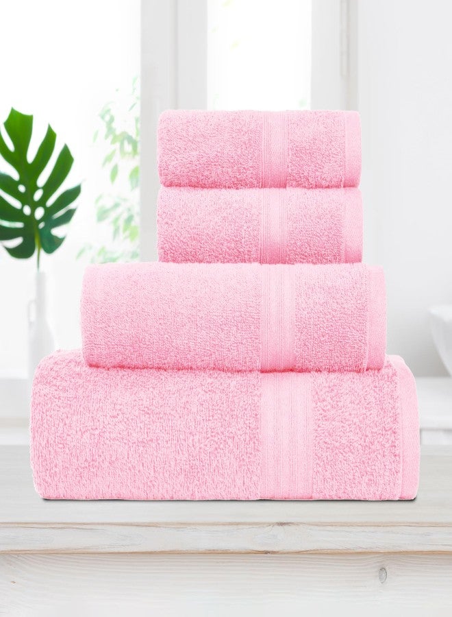 MYTRIDENT Celebration Towels for Bath Large Size, 4 PC Towel Set, 1 Bath, 1 Small Bath, 2 Hand, Powder Pink - Image 4
