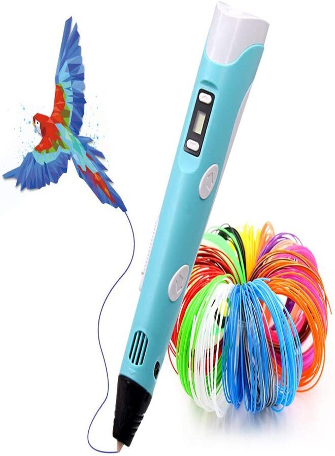 3D pen Professional 3D Printing Pen With PLA Filament Refills blue, GET A CUTE GIFT INSIDE :) :) :) - Image 1