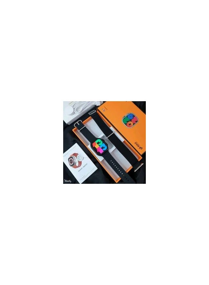 W&O X9ultra watch  Compatible with Android and iOS devices, allowing seamless integration with most smartphones. Additional features: Supports wireless charging, NFC, GPS, app notifications, making calls, music control, and IP68 water resistance. Black color - Image 2