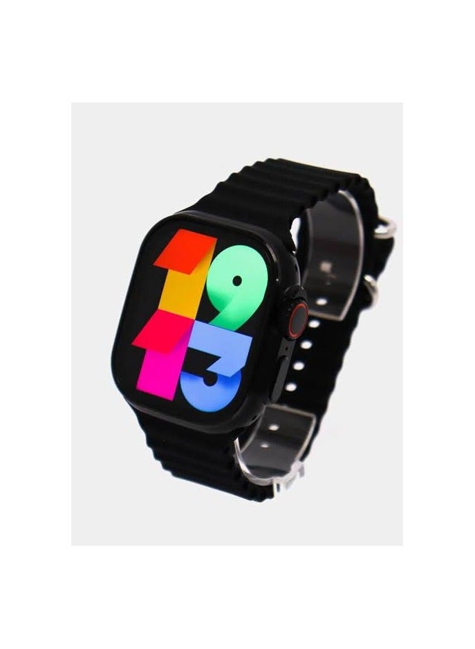 W&O X9ultra watch  Compatible with Android and iOS devices, allowing seamless integration with most smartphones. Additional features: Supports wireless charging, NFC, GPS, app notifications, making calls, music control, and IP68 water resistance. Black color - Image 4