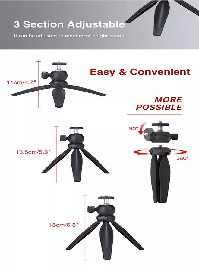MT-20 - Table Top Mini Portable Fold-able Tripod Stand for Mobile Phones and DSLR & Digital Cameras - Coming with Universal Mobile Phone Holder (Black) - Image 4