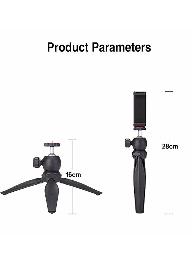 MT-20 - Table Top Mini Portable Fold-able Tripod Stand for Mobile Phones and DSLR & Digital Cameras - Coming with Universal Mobile Phone Holder (Black) - Image 3