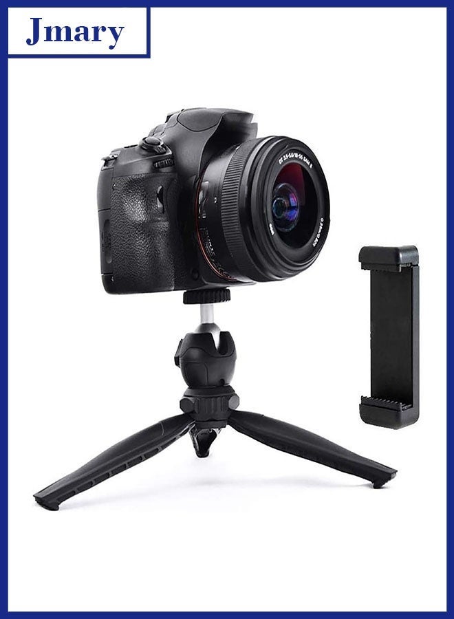 MT-20 - Table Top Mini Portable Fold-able Tripod Stand for Mobile Phones and DSLR & Digital Cameras - Coming with Universal Mobile Phone Holder (Black) - Image 1