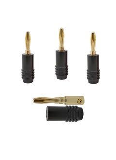 fdealz fdealz 4 Pieces Metal BANANA PLUGS 24K Goldplated 4MM Banana Connector with Screw Lock For Audio Jack Speaker Plugs  - Image 1