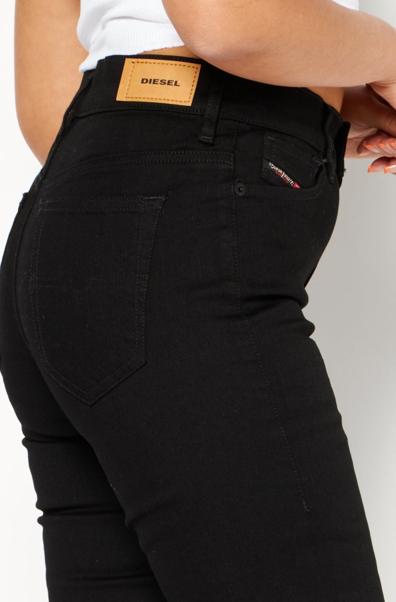 DIESEL Women D-Roisin Skinny Fit Plain Stretchable Denim Jeans, Black - Image 2