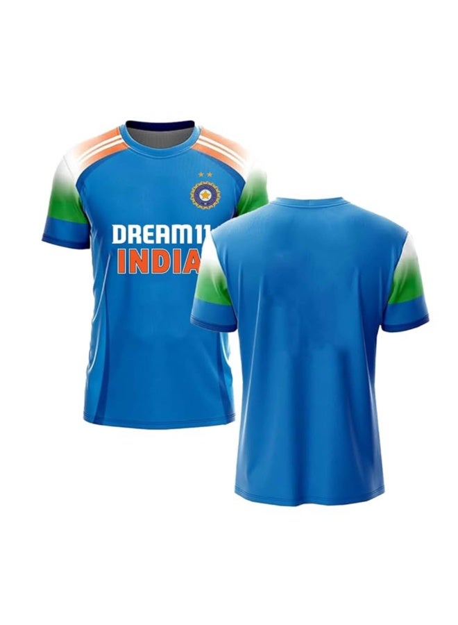 RJM new indian odi cricket jersey 2024-25 for men and kids and boys india jersey(7-8years) multicolour