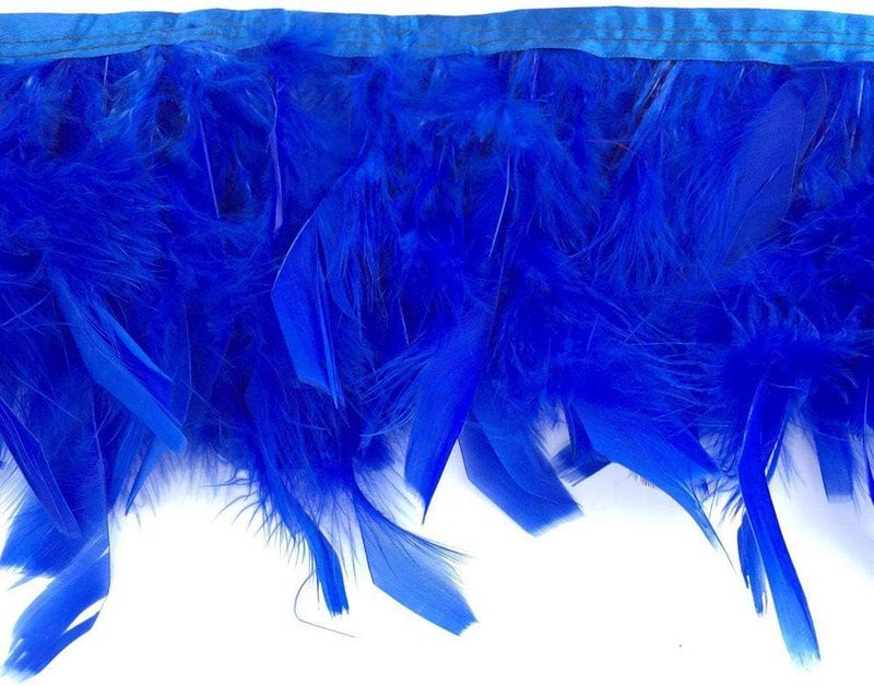 Sowder Turkey Feathers Trim Fringe for Party Wedding Dress Sewing Crafts Costumes Decoration Pack of 2 Yards (Royal Blue) - Image 1