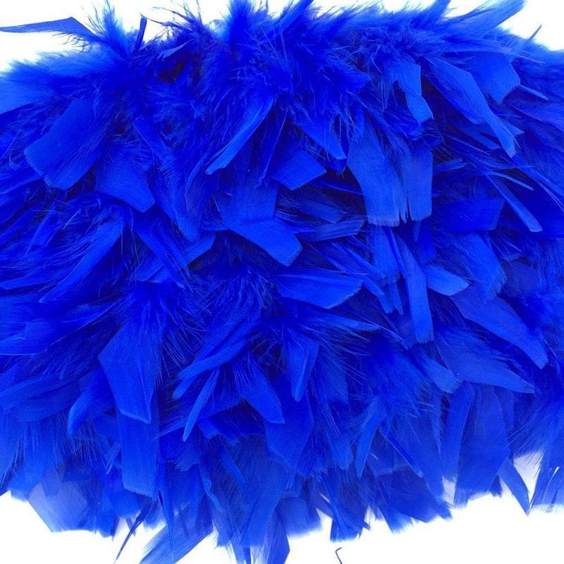 Sowder Turkey Feathers Trim Fringe for Party Wedding Dress Sewing Crafts Costumes Decoration Pack of 2 Yards (Royal Blue) - Image 3