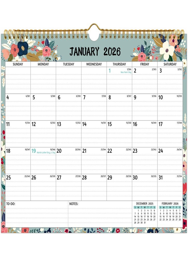 تقويم حائط 2026-2027 - تقويم لمدة عامين 2026-2027، مقاس 14.57 × 11.42 بوصة، من يناير 2026 إلى ديسمبر 2027، تقويم 24 شهرًا، شهري لعام 2026، مع مربعات مسطرة، ورق سميك، يتضمن العطلات الرسمية، وقائمة المهام، والملاحظات. - Image 1