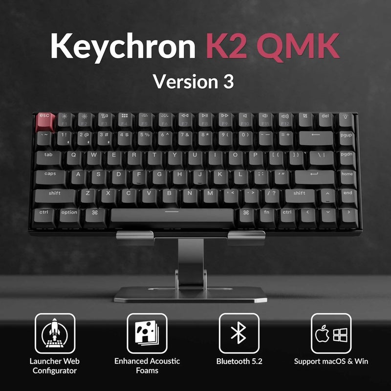 Keychron K2 75% Layout QMK Wireless and Wired Options Mechanical Keyboard Super Banana Switch, Paired with Shine-Through Double-Shot PBT Keycaps for Mac Windows-Version 3 - Image 2