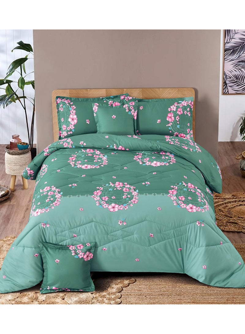 Ming Li 6Piece King Size 220x240Cm Comforter Set Medium Filling Bedding Set for All Season Includes 1Comforter 1Bedsheet 2Pillow Shams and 2Cushion cases - Image 1
