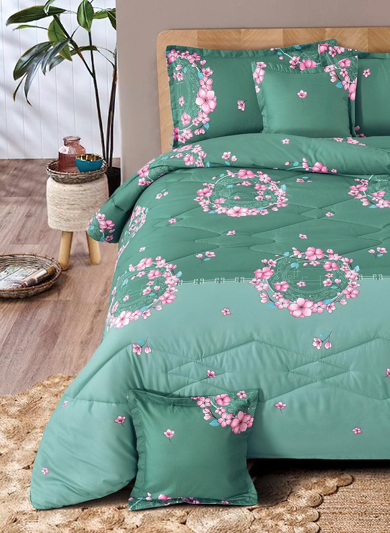 Ming Li 6Piece King Size 220x240Cm Comforter Set Medium Filling Bedding Set for All Season Includes 1Comforter 1Bedsheet 2Pillow Shams and 2Cushion cases - Image 2