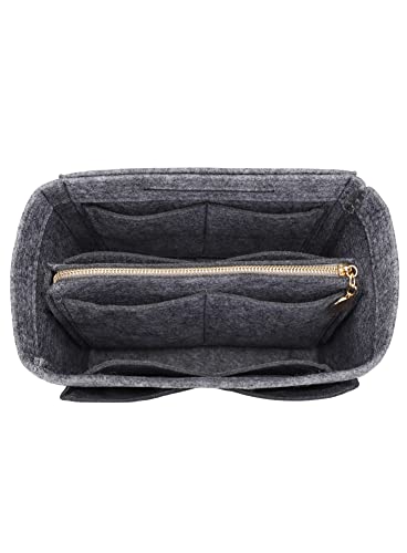 LEXSION Felt Purse Bag Organizer Insert with zipper Bag Tote Shaper Fit Speedy Neverful PM MM 8021 Grey SM - Image 1