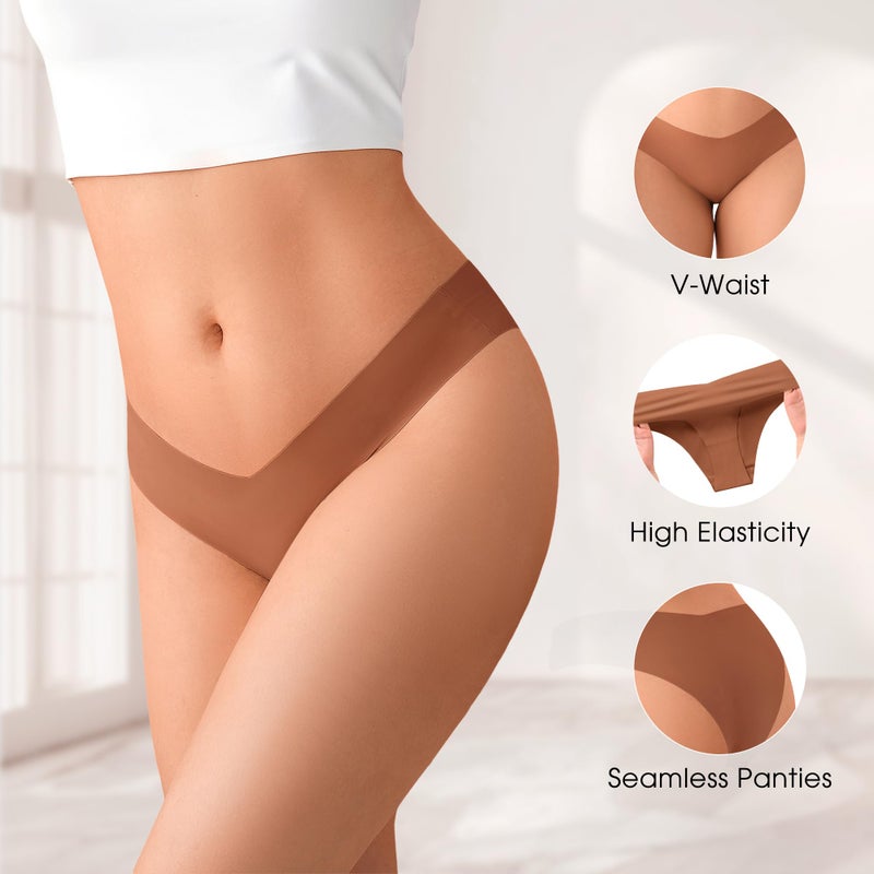 DEANGELMON Women Seamless Bikini Cheeky Underwear Invisible No Show Panties V-Waist Hipster Ladies Soft Stretch Multi Pack(7P1,L) - Image 5