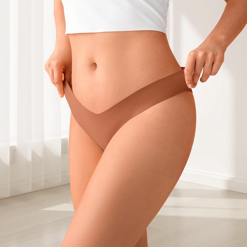 DEANGELMON Women Seamless Bikini Cheeky Underwear Invisible No Show Panties V-Waist Hipster Ladies Soft Stretch Multi Pack(7P1,L) - Image 2
