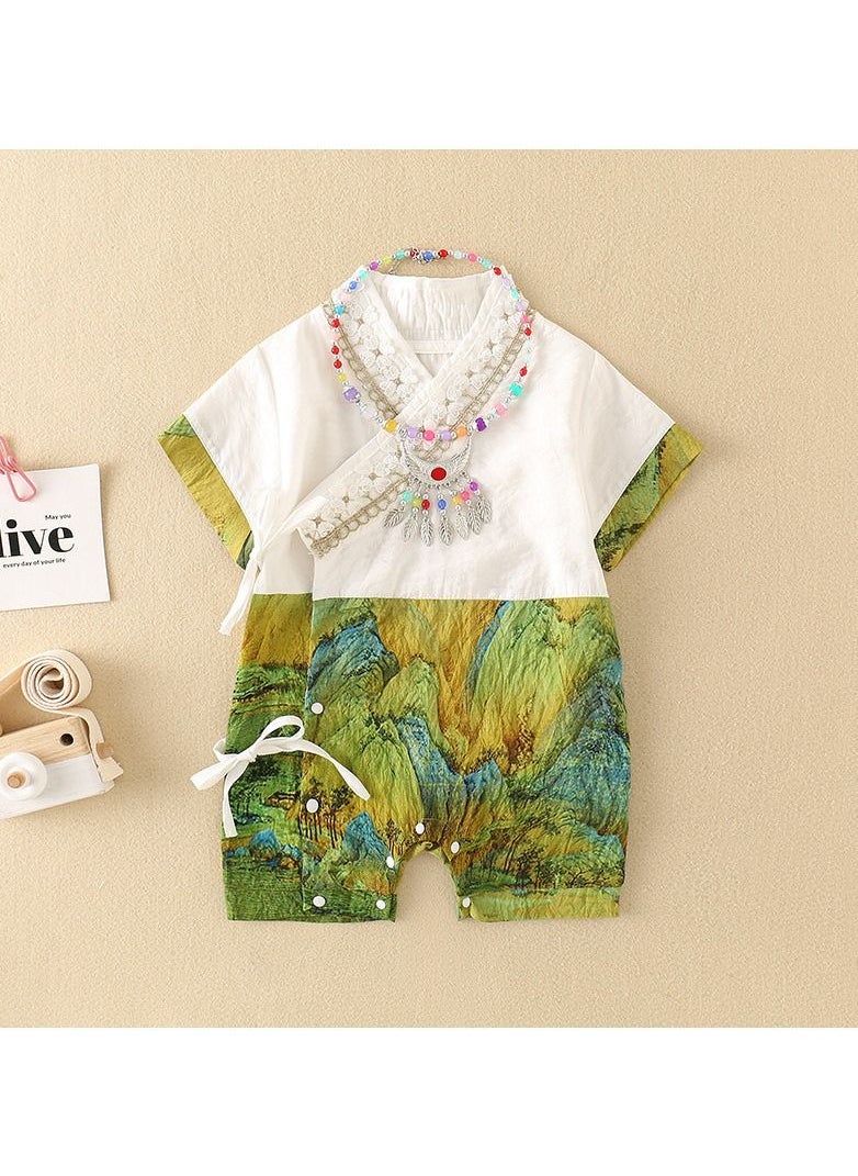 Loquat - Baby Summer Thin Chinoiserie Bodysuit - Image 1