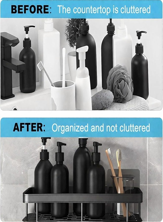 Barebeauty Multipurpose Self-Adhesive Aluminium Bathroom Wall Mounted Storage Organiser Shelf Holder/Rack/Bathroom Accessories for Shampoo, Soap, Toiletries (Pack of 2) (Black) - Image 3