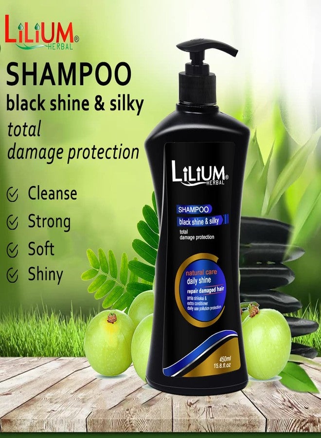 Lilium Black shine & silky Shampoo for Total Damage Protection 450ML - Image 2
