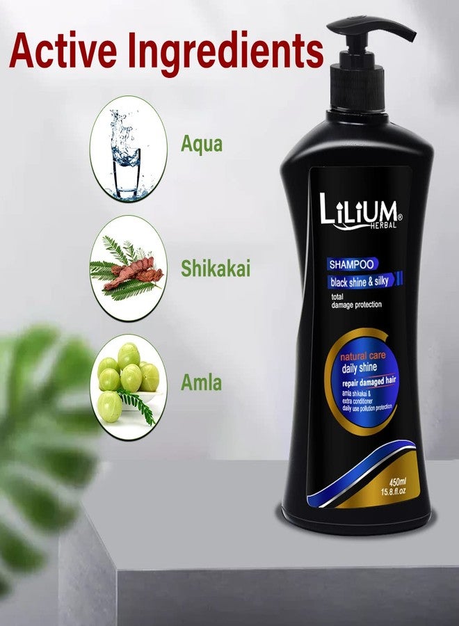Lilium Black shine & silky Shampoo for Total Damage Protection 450ML - Image 5