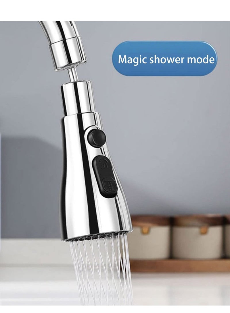 Arabest Kitchen Faucet Tap, 360° Rotatable Spout, Kitchen Sink Faucet Head, Replacement 3 Modes for Kitchen Sink Spray Nozzle Faucet Head, Kitchen Tap Sprayer Spout Parts Silver - Image 2