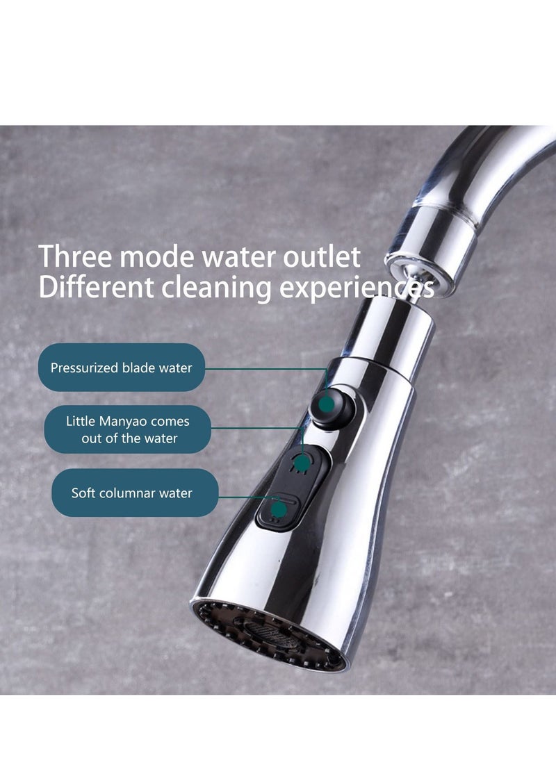 Arabest Kitchen Faucet Tap, 360° Rotatable Spout, Kitchen Sink Faucet Head, Replacement 3 Modes for Kitchen Sink Spray Nozzle Faucet Head, Kitchen Tap Sprayer Spout Parts Silver - Image 5