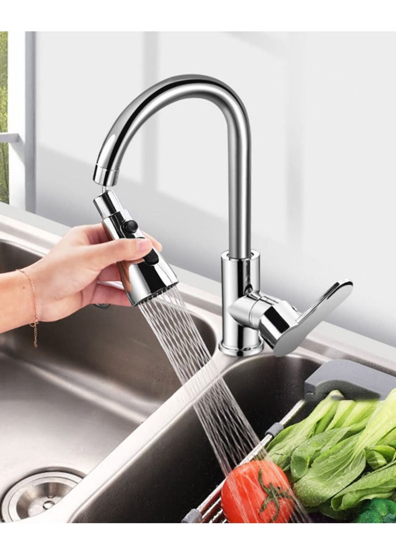 Arabest Kitchen Faucet Tap, 360° Rotatable Spout, Kitchen Sink Faucet Head, Replacement 3 Modes for Kitchen Sink Spray Nozzle Faucet Head, Kitchen Tap Sprayer Spout Parts Silver - Image 4