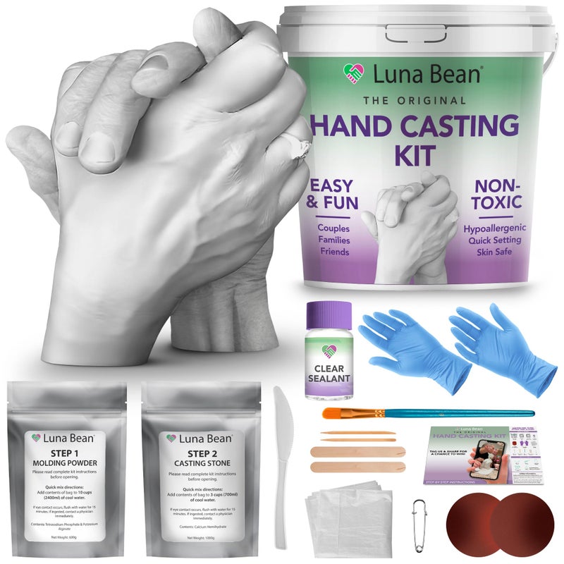 Luna Bean Hand Casting Kit  The Original Hand Mold Kit for Couples  Gifts for Fathers Day Bridal Shower Wedding Engagement Anniversary for Men Wife Husband Boyfriend Girlfriend