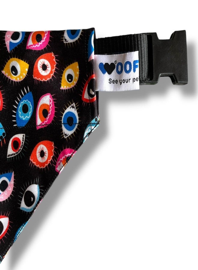 W Offers Ultra Premium Satin Dog Collar Bandana, an Ideal Accessory for Medium and Large Dogs. It Includes a Slip-on Bandana and an Adjustable Collar with D-Ring. (Medium - Large, Evil Eye) - Image 2