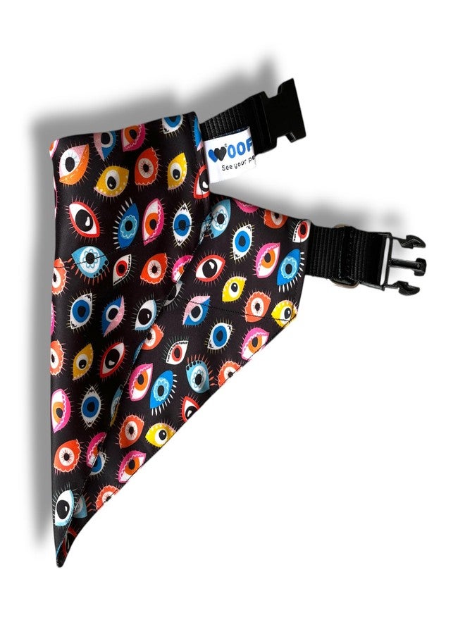 W Offers Ultra Premium Satin Dog Collar Bandana, an Ideal Accessory for Medium and Large Dogs. It Includes a Slip-on Bandana and an Adjustable Collar with D-Ring. (Medium - Large, Evil Eye) - Image 1