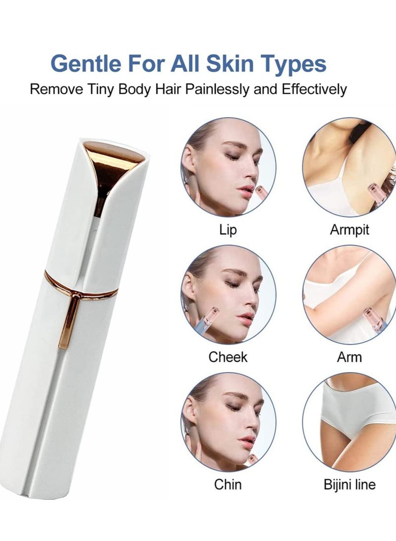 Electric Facial Hair Remover, Women’s Portable Facial Hair Trimmer, Best Painless Flawless Hair Remover for Women Bikini Area, Peach Fuzz, Upper Lip, Arm (White) - Image 4