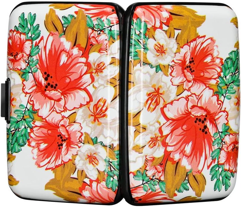 ELFISH Mini RFID Aluminum Wallet Credit Cards Holder Business Card Case Metal ID Case for Men Women(Flower22) - Image 3