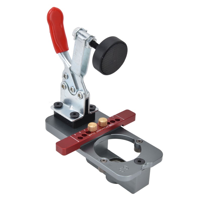 Hinge Jig Adjustable Woodworking Hole Puncher Opener Drilling Guide Locator Hand Tool 35mm Gray - Image 2