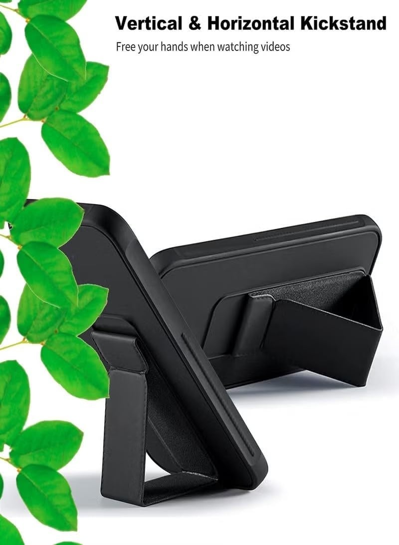 Muzz حافظة ظهر لهاتف Xiaomi Redmi Note 14 5G مع حامل مغناطيسي للسيارة، غطاء سيليكون ناعم مع قاعدة أفقية ورأسية، حزام للمعصم، حماية كاملة، حافظة مضادة لبصمات الأصابع لهاتف Redmi Note 14 5G (أسود) - Image 2